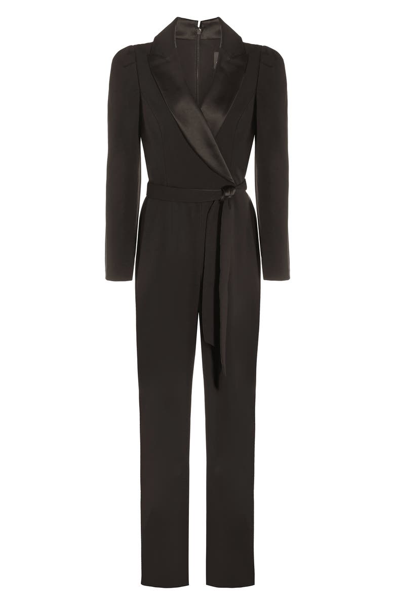 Adrianna Papell Satin Crepe Tuxedo Jumpsuit, Alternate, color, 