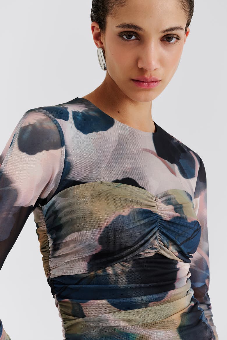 Elionora Sheer Jersey Midi Dress, Alternate, color, Dusty Poppy