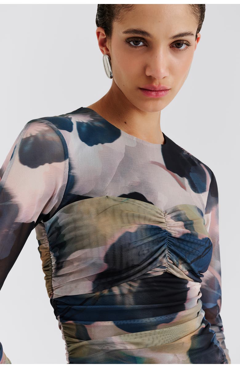 Malina Elionora Sheer Jersey Midi Dress, Alternate, color, Dusty Poppy