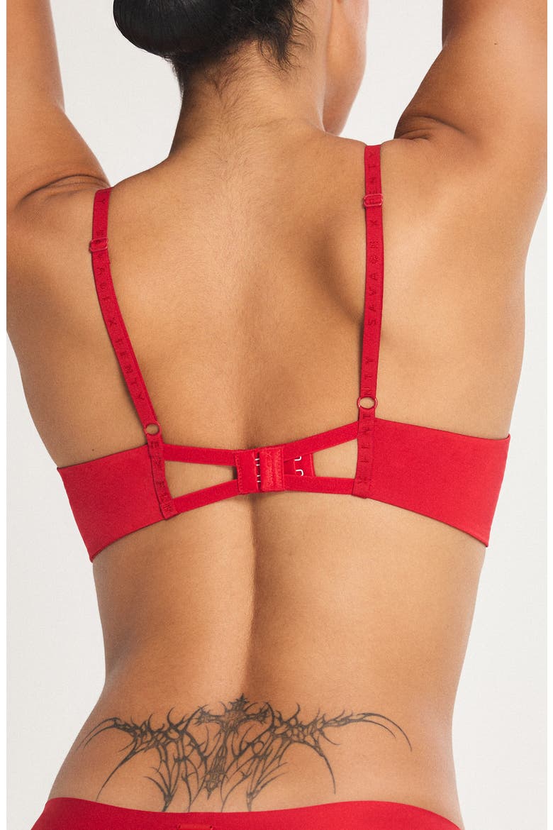 Microfiber Rhinestone Underwire Push-Up Bra, Alternate, color, TIMELESS RED