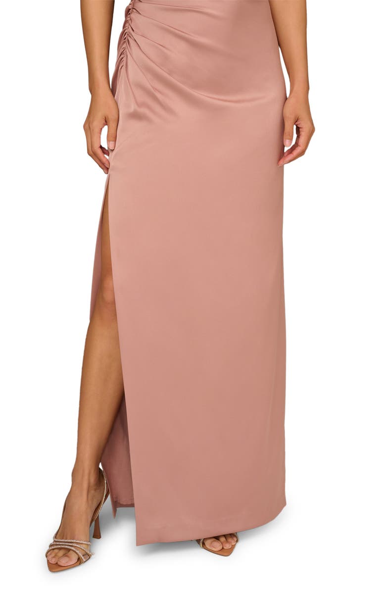 Aidan Mattox by Adrianna Papell One-Shoulder Crepe Back Satin Gown, Alternate, color, Warm Cameo