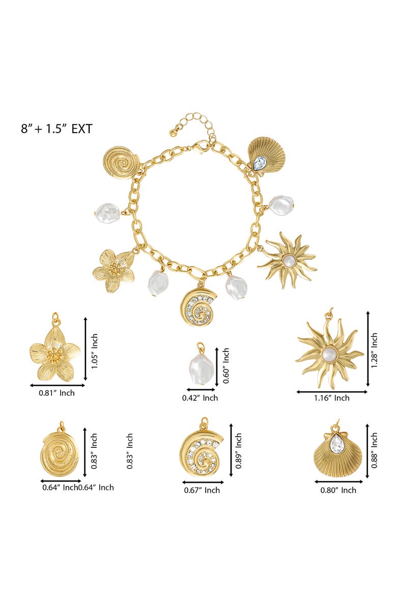 Jessica Simpson Gold-Tone Celestial Charm Bracelet with Imitation Pearls, Adjustable, Alternate, color, Gold