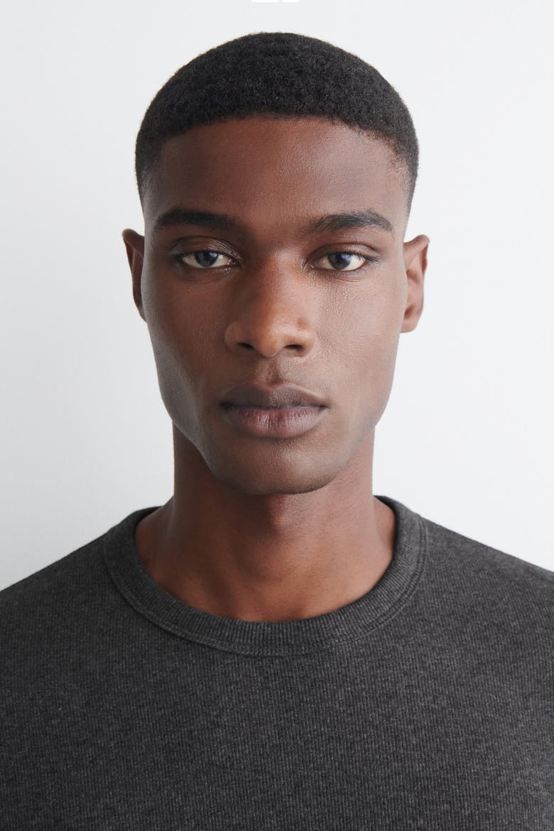Slim Ribbed Cotton Long-Sleeved T-Shirt, Alternate, color, DARK-GRAY MÉLANGE