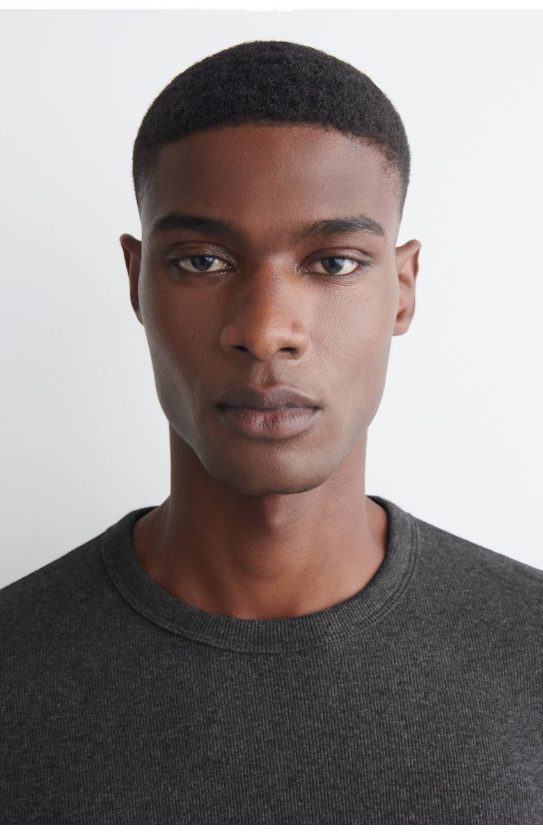 COS Slim Ribbed Cotton Long-Sleeved T-Shirt, Alternate, color, Dark-Gray Mélange