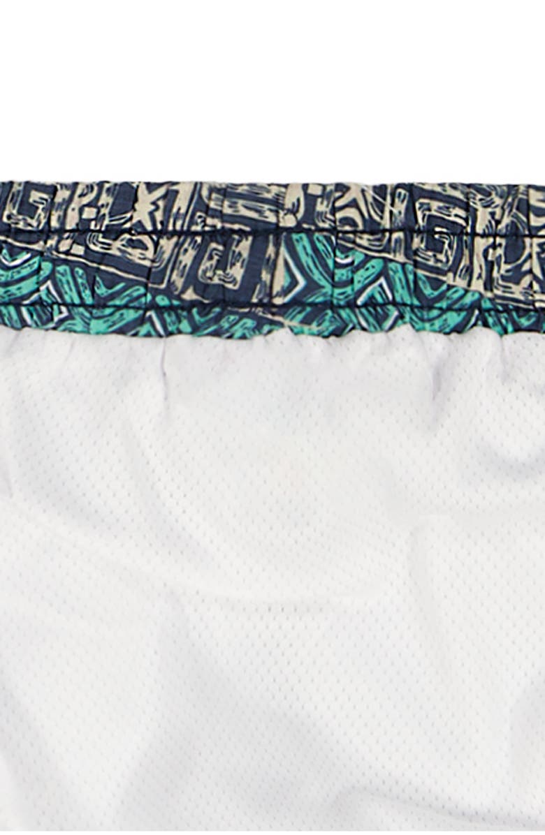 Quiksilver Long Sleeve Rashguard & Swim Trunks Set, Alternate, color, Green/ Blue Multi