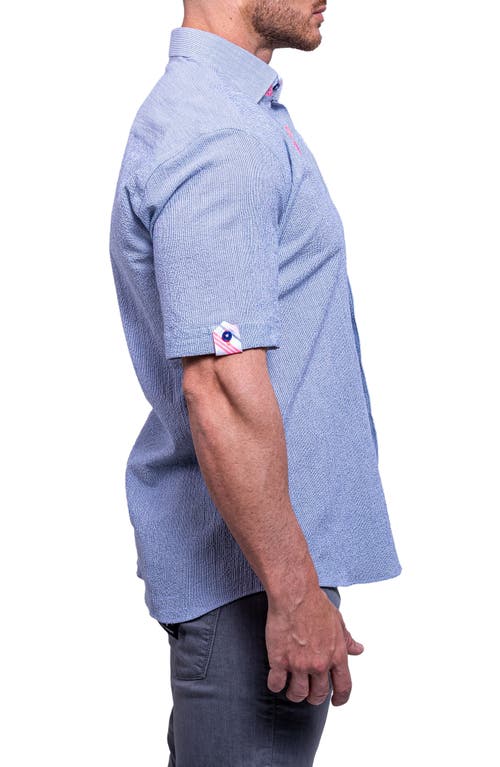 Maceoo Galileo Aristocrat Luxe Stretch Cotton Seersucker Short Sleeve Button-up Shirt