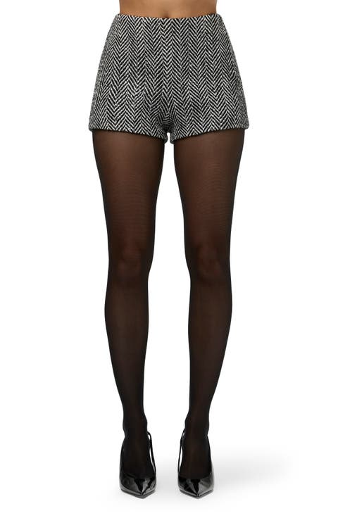 Herringbone High Waist Hot Pants