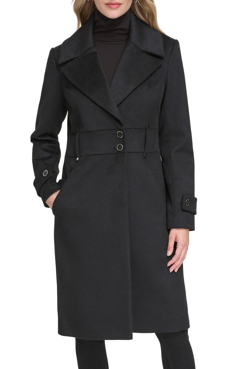 Kenneth Cole New York Notch Lapel Felted Coat, Main, color, Black