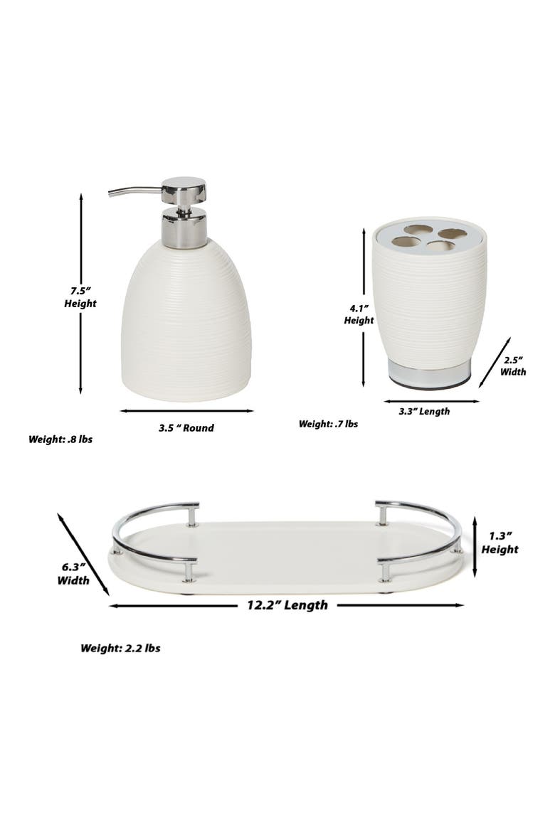 Dubai 3-Piece Ceramic Bathroom Accessory Set, Alternate, color, WHITE