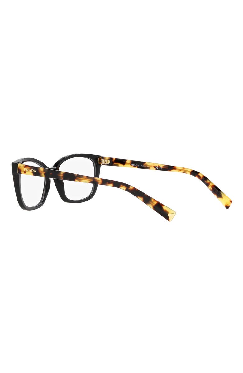 Prada 53mm Rectangular Optical Glasses, Alternate, color, Matte Black