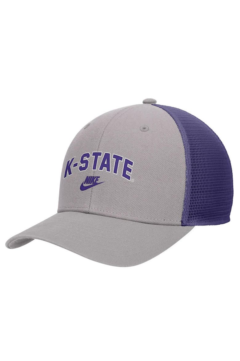 Men's Nike Pewter Kansas State Wildcats Vintage Arch Rise Performance Trucker Adjustable Hat, Main, color, Pewter