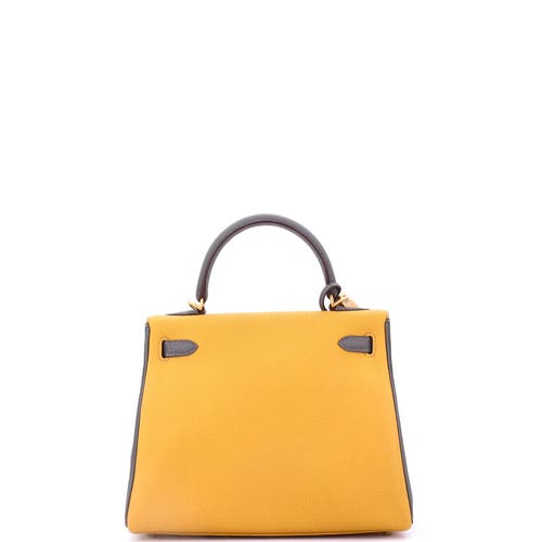 Pre-owned Hermes Hermes Kelly Handbag Bicolor Togo With Brushed Gold Hardware 25