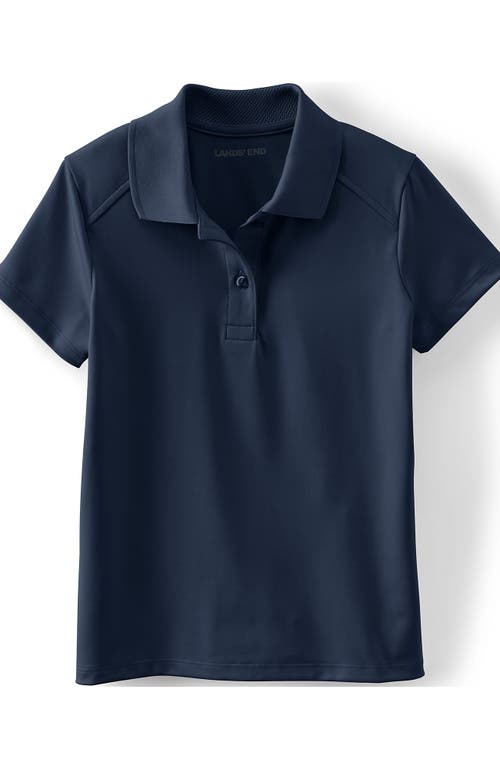 Lands' End School Uniform Girls Short Sleeve Feminine Fit Rapid Dry Polo Shirt In Blue