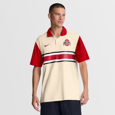 Men's Nike Natural/Scarlet Ohio State Buckeyes Vapor Primary Logo Dri-FIT Polo