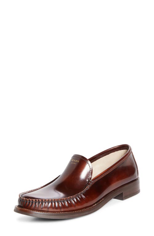 Prada Moc Toe Leather Loafer