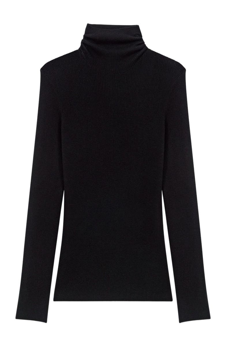 maje Second-skin sweater with a high neck, Alternate, color, Black