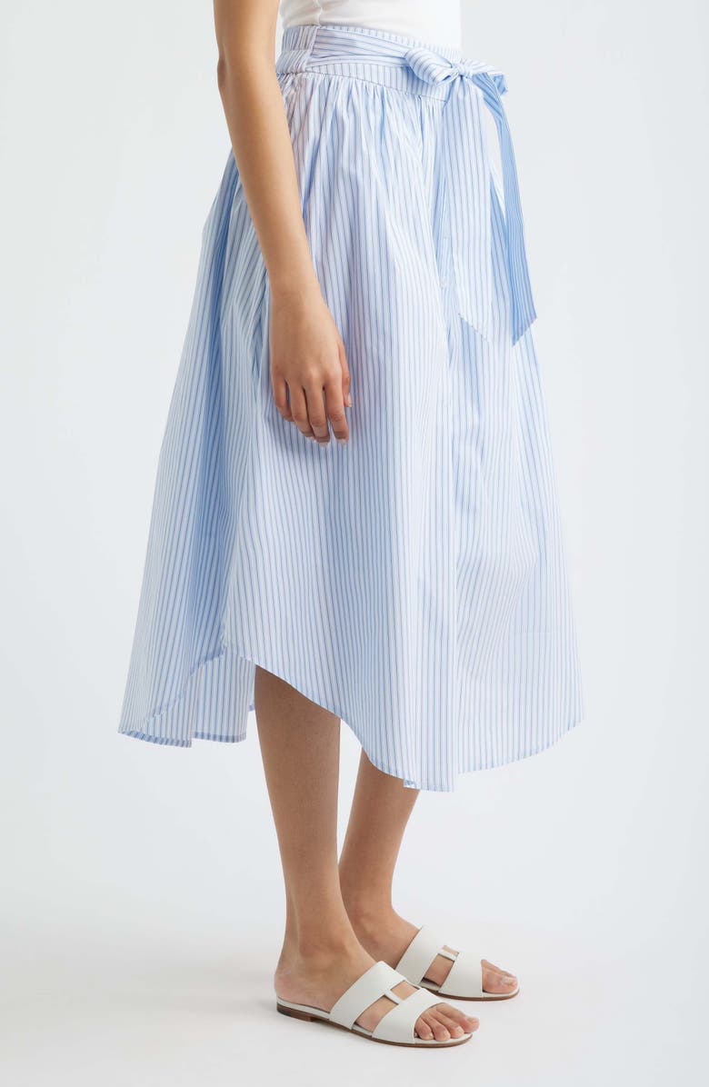 DELUC Chania Cotton Blend Midi Skirt, Alternate, color, Striped Light Blue