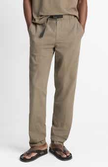Vince Flat Front Cotton Ripstop Belted Pants