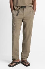 Vince Flat Front Cotton Ripstop Belted Pants