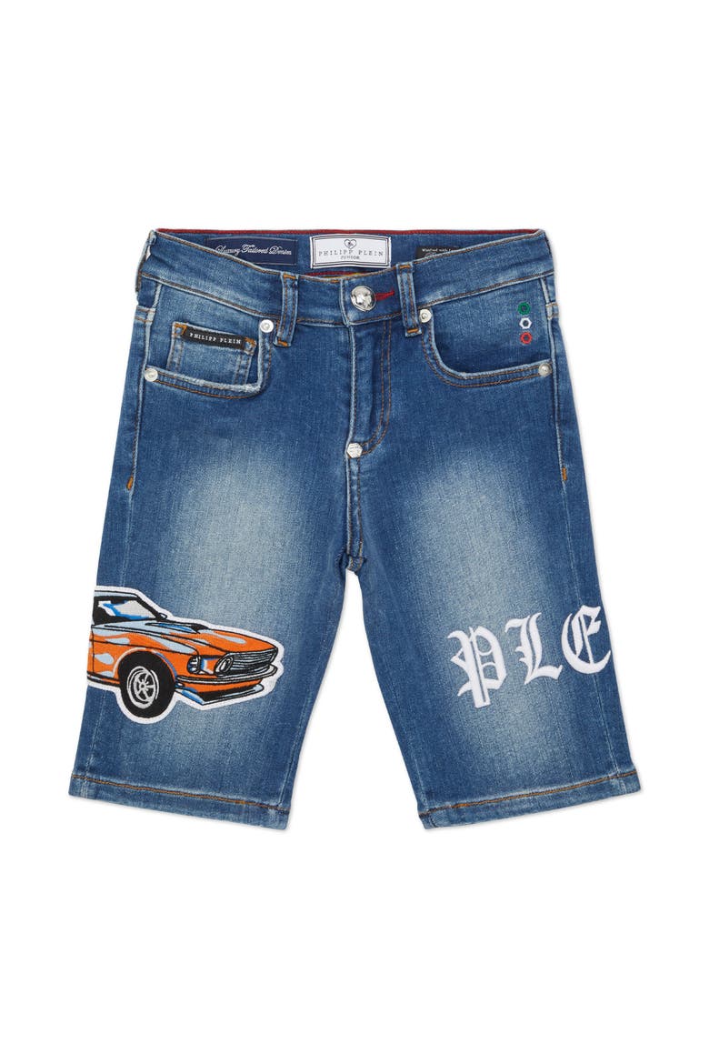 Denim Shorts Formentera Cars Racing Boy, Main, color, BlueShark