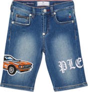 PHILIPP PLEIN Denim Shorts Formentera Cars Racing Boy
