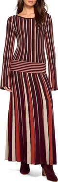 Ramy Brook Hope Striped Wool Blend Sweater Dress