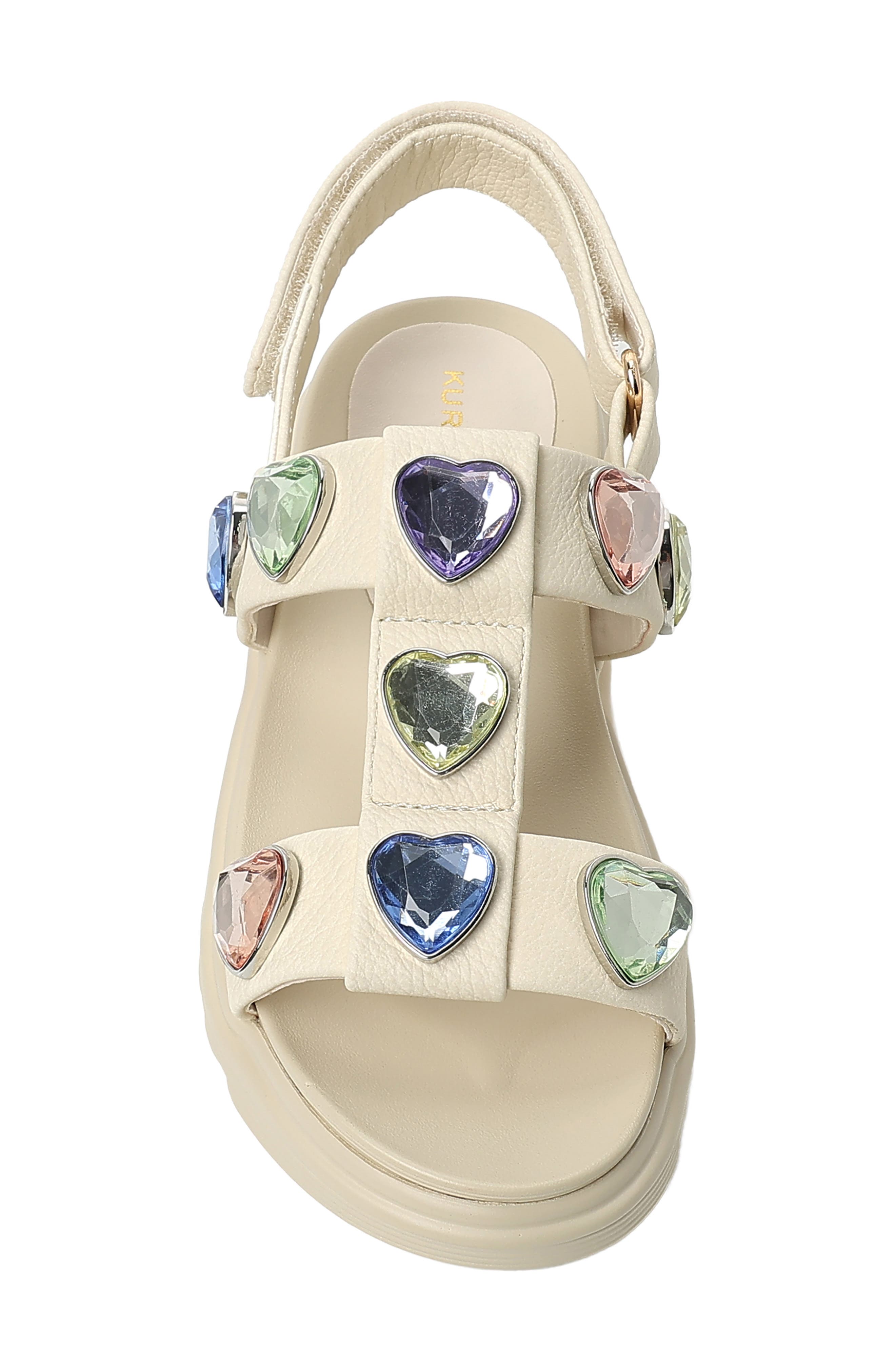 Kurt Geiger London Kids' Mini Orson Heart Slingback Sandal, Alternate, color, Bone
