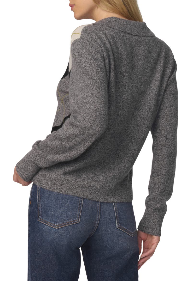 Argyle Cashmere Polo Sweater, Alternate, color, CHARCOAL ARGYLE