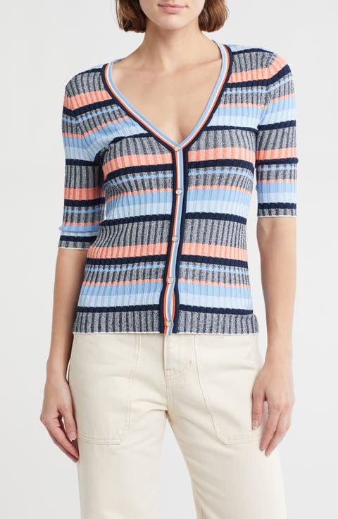 Calliope Stripe Elbow Sleeve Cardigan