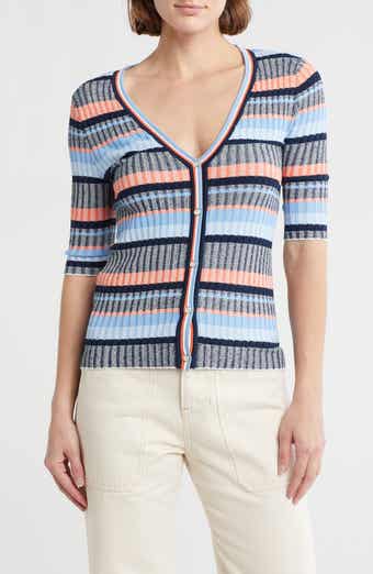 Veronica Beard Calliope Stripe Elbow Sleeve Cardigan
