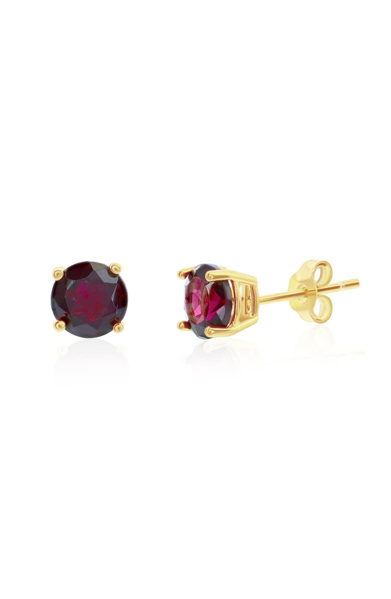Donatello Gian Sterling Silver Created Garnet Stud Earrings, Main, color, Gold