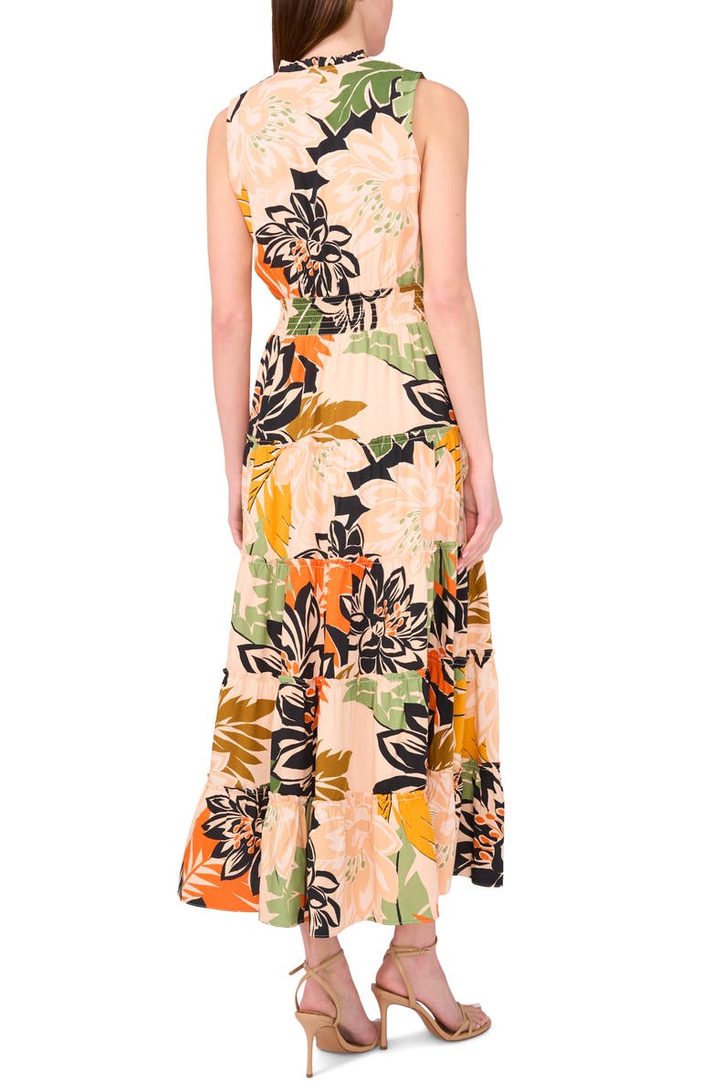 Halogen<sup>®</sup> Tiered Smocked Maxi Dress, Alternate, color, Peach Multi