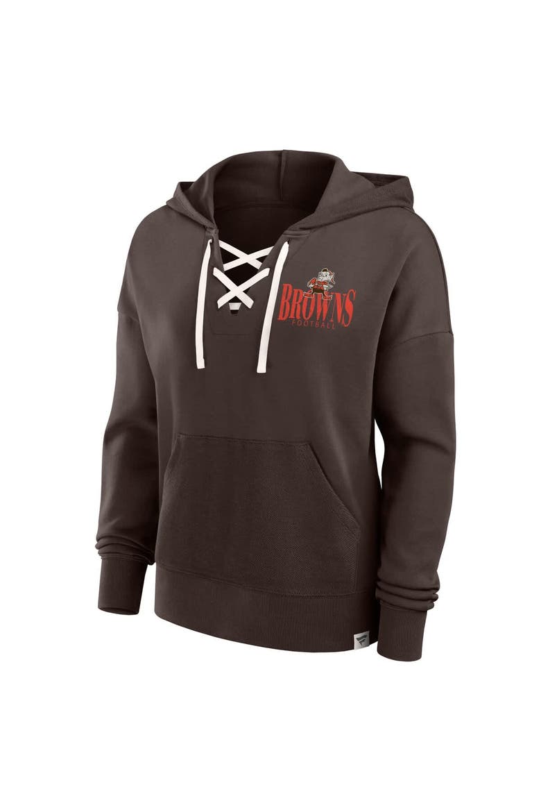 Women's Fanatics Brown Cleveland Browns Blitz Left Lace-Up Pullover Hoodie, Alternate, color, Brown