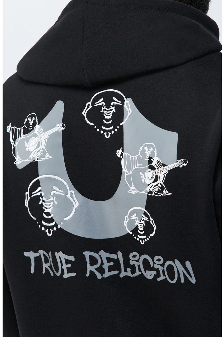 Tossed Buddha Full Zip Hoodie, Alternate, color, JET BLACK