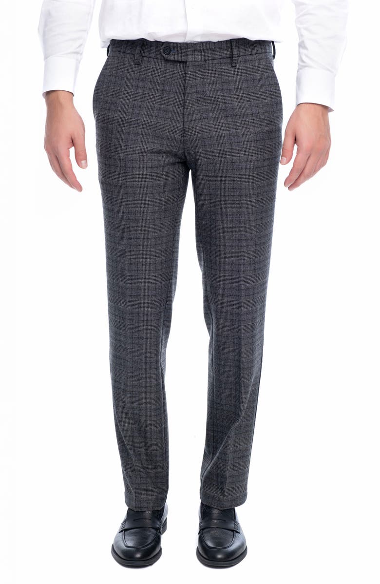 VELLAPAIS Tirfon Plaid Straight Leg Pants, Main, color, Navy Blue