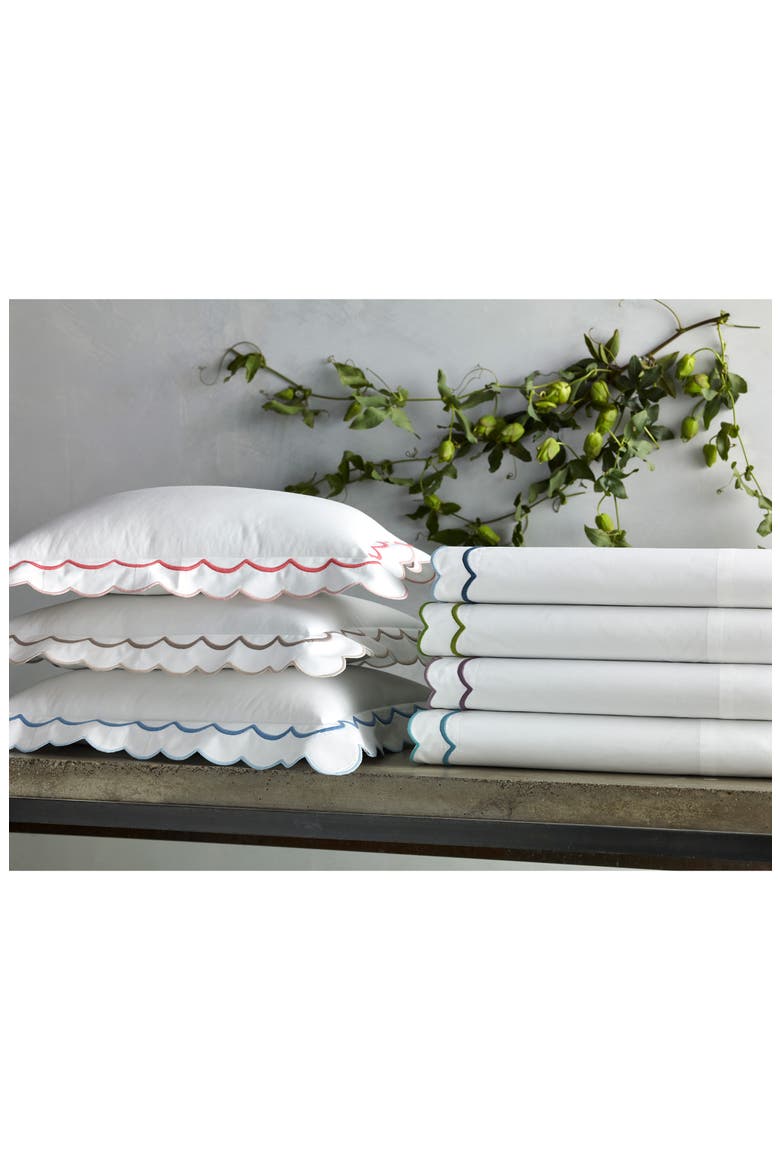 India Scallop 350 Thread Count Flat Sheet, Alternate, color, BLUSH