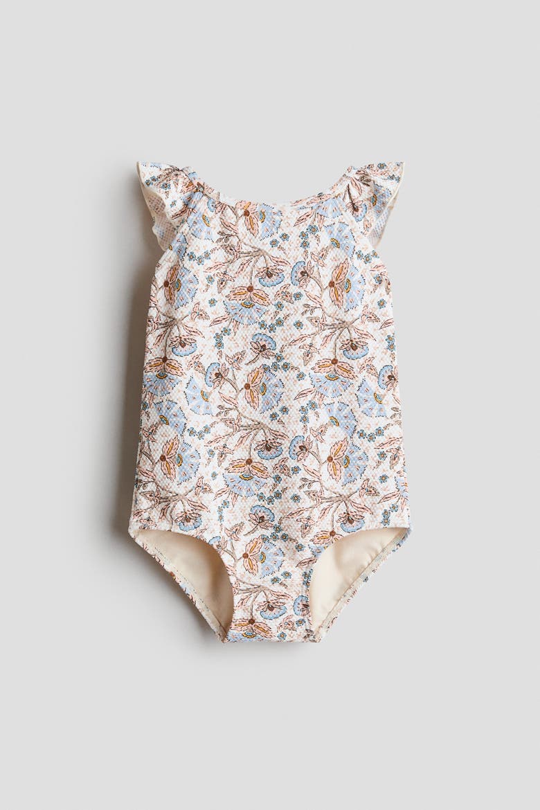 Textured Swimsuit, Main, color, Light beige/floral