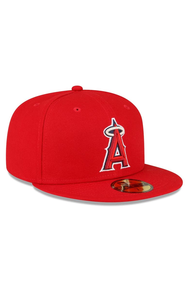 New Era Men's New Era Red Los Angeles Angels Throwback Authentic Collection 59FIFTY Fitted Hat, Alternate, color, 