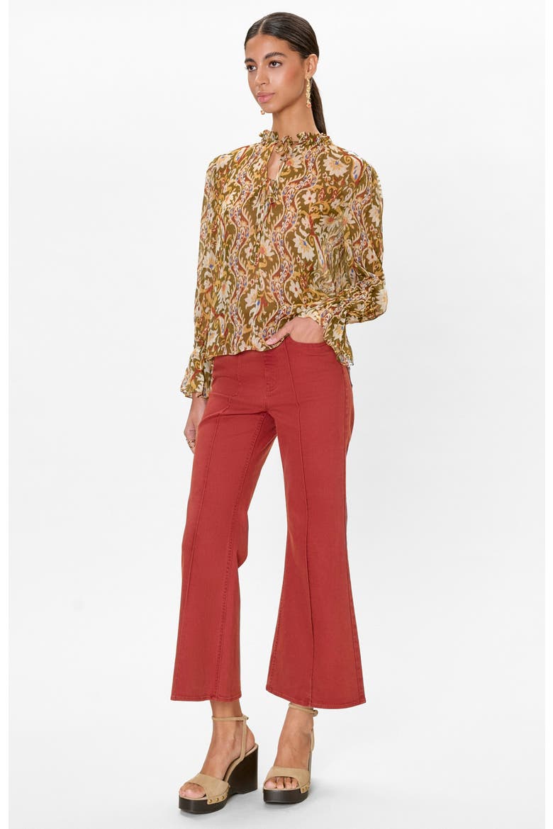 Isha Printed Blouse, Alternate, color, Pesto Combo