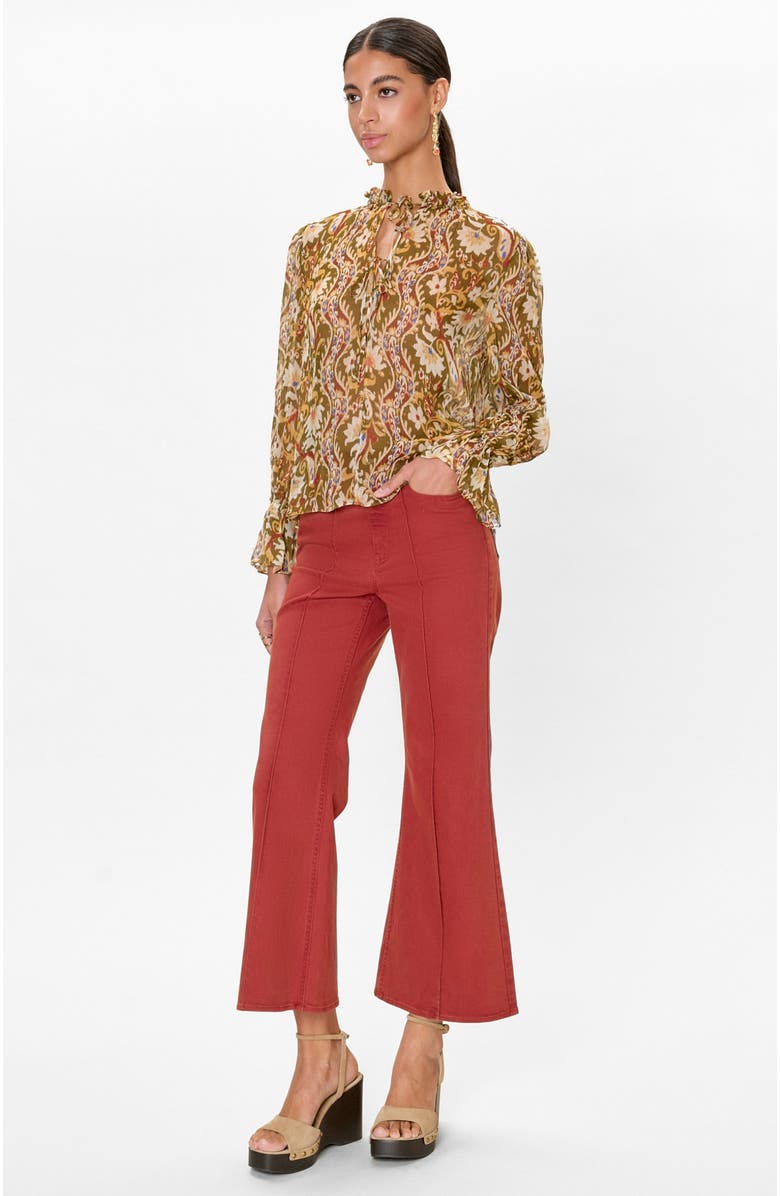 Rebecca Taylor Isha Printed Blouse, Alternate, color, Pesto Combo