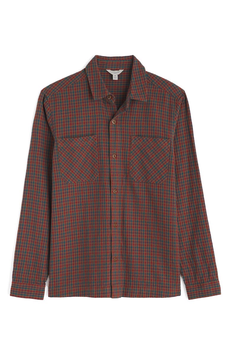Seasalt Cornwall Rigging Check Textured Organic Cotton Button-Up Overshirt, Main, color, Freedom Zawn Pecan