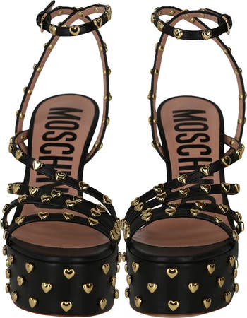Heart Studded Ankle Strap Platform Sandal