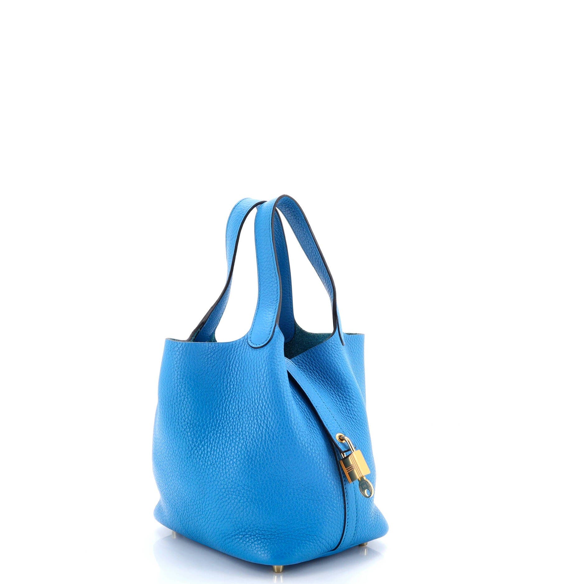 Pre-Owned Hermes Picotin Lock Bag Clemence PM, Alternate, color, Bleu Zanzibar