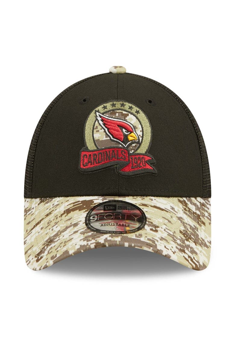 Youth New Era Black/Camo Arizona Cardinals 2022 Salute To Service 9FORTY Snapback Trucker Hat, Alternate, color, Black