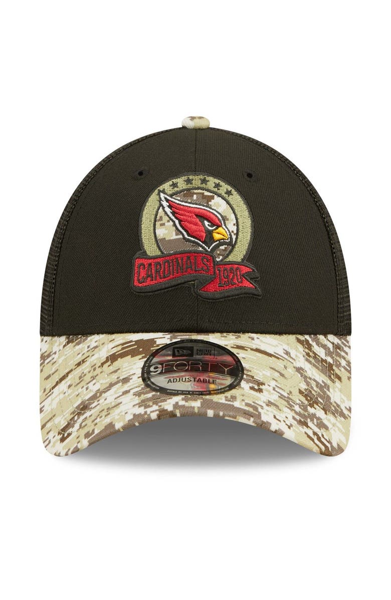 New Era Youth New Era Black/Camo Arizona Cardinals 2022 Salute To Service 9FORTY Snapback Trucker Hat, Alternate, color, 