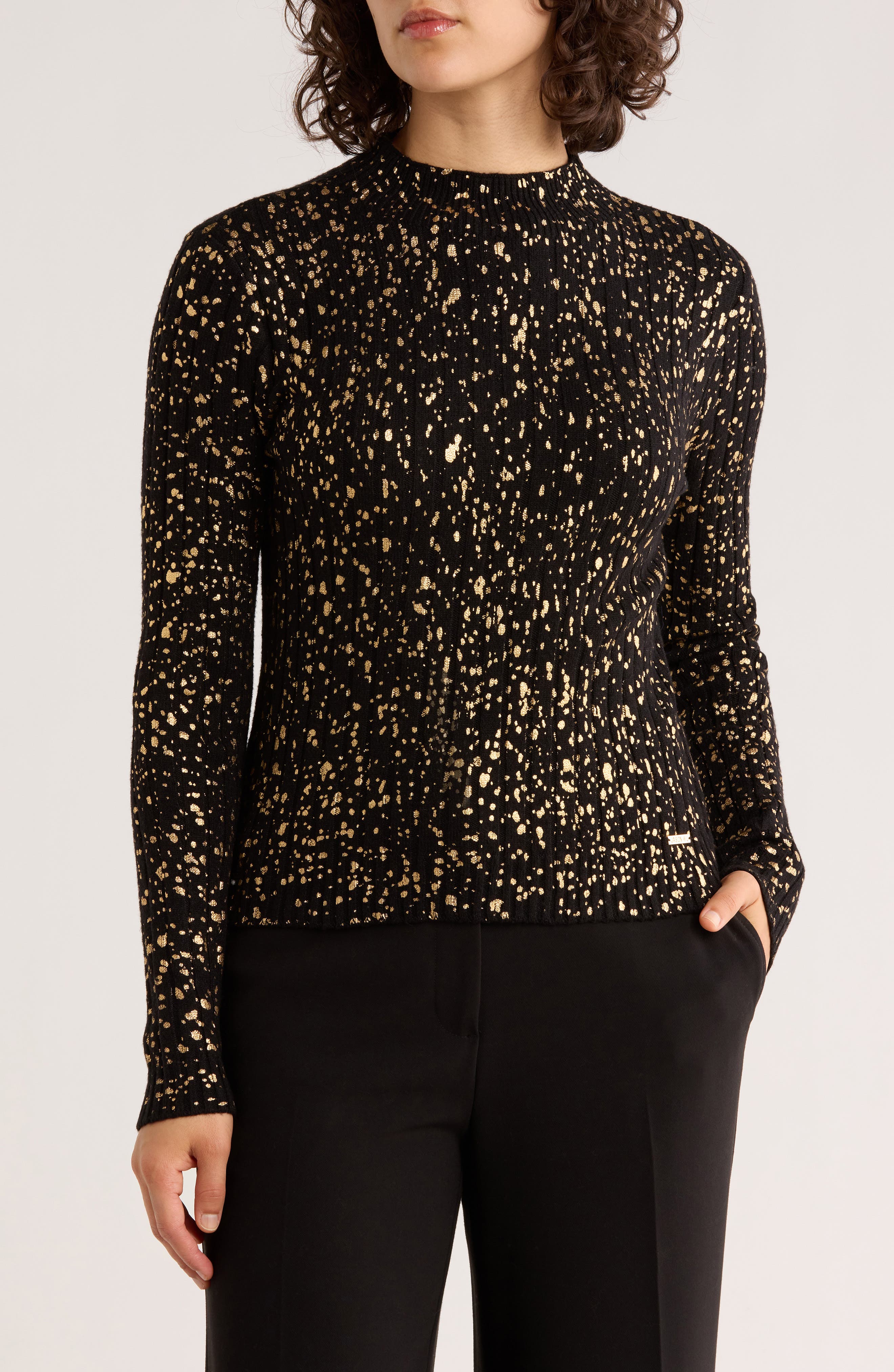 JASON WU Metallic Dot Funnel Neck Sweater
