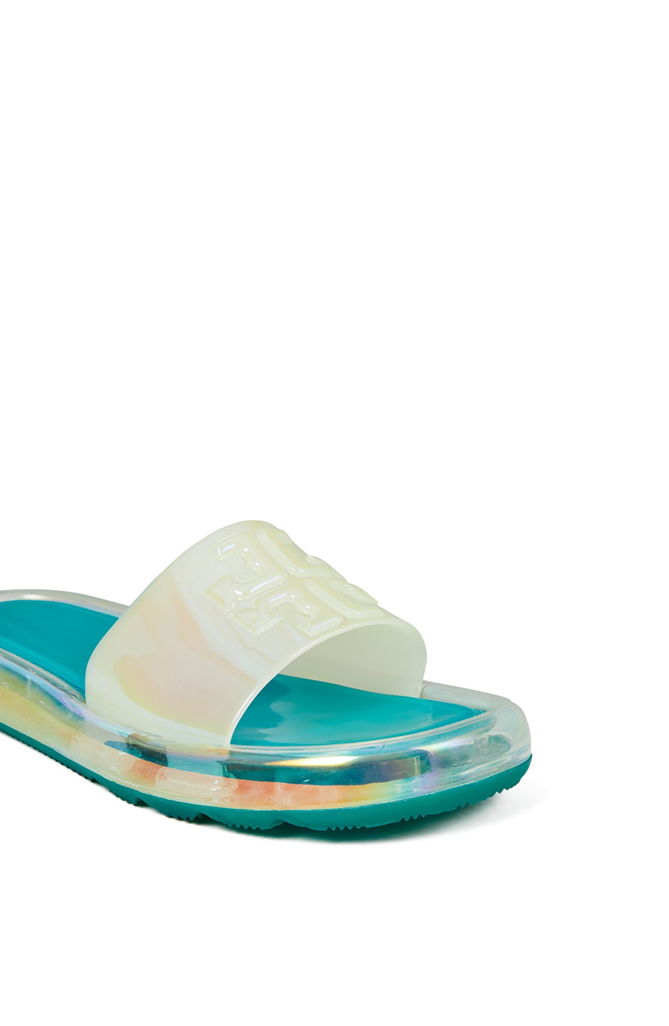 Bubble Jelly Slide Sandal, Alternate, color, IRIDESCENT / TUSCAN SEA