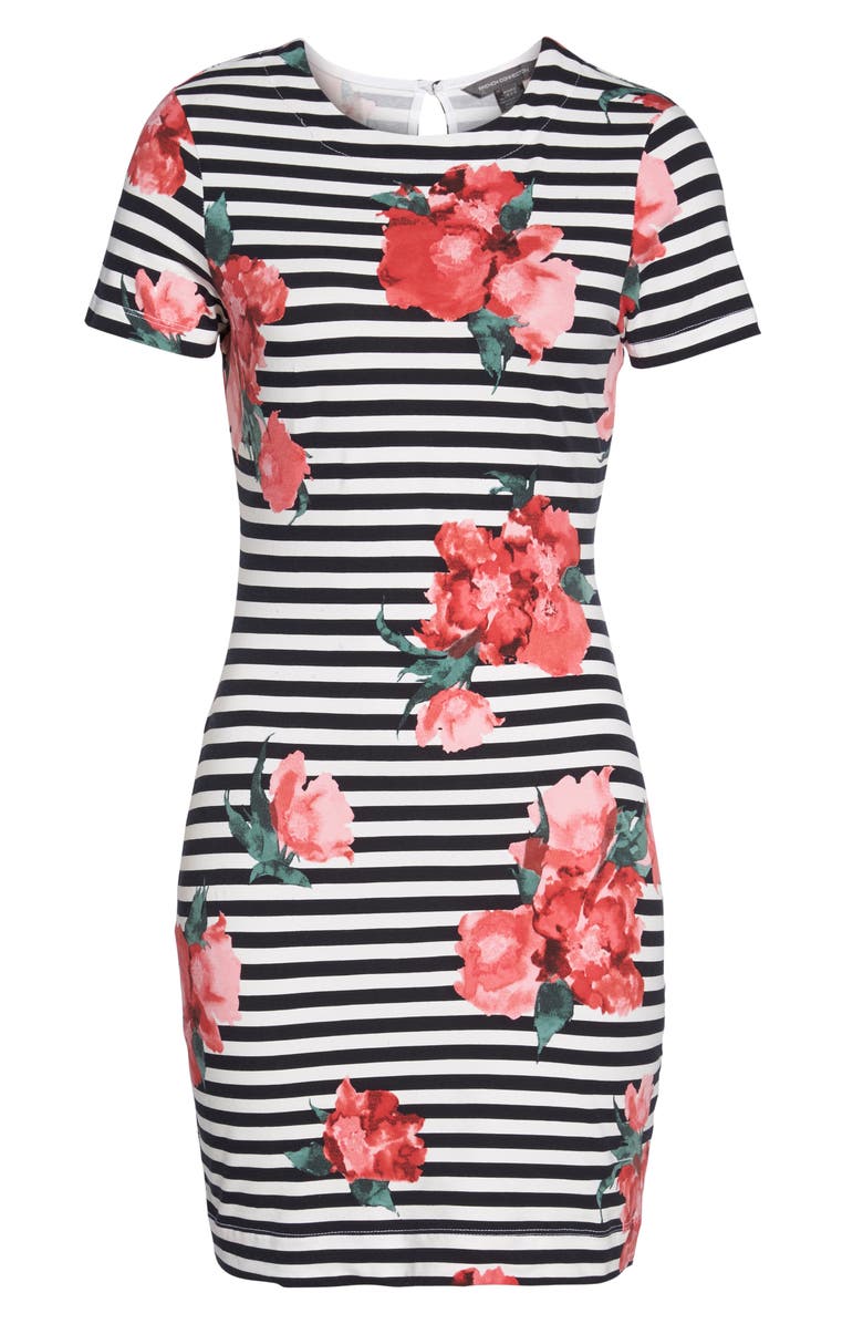 French Connection Jude Flower Stripe Knit Dress, Alternate, color, 
