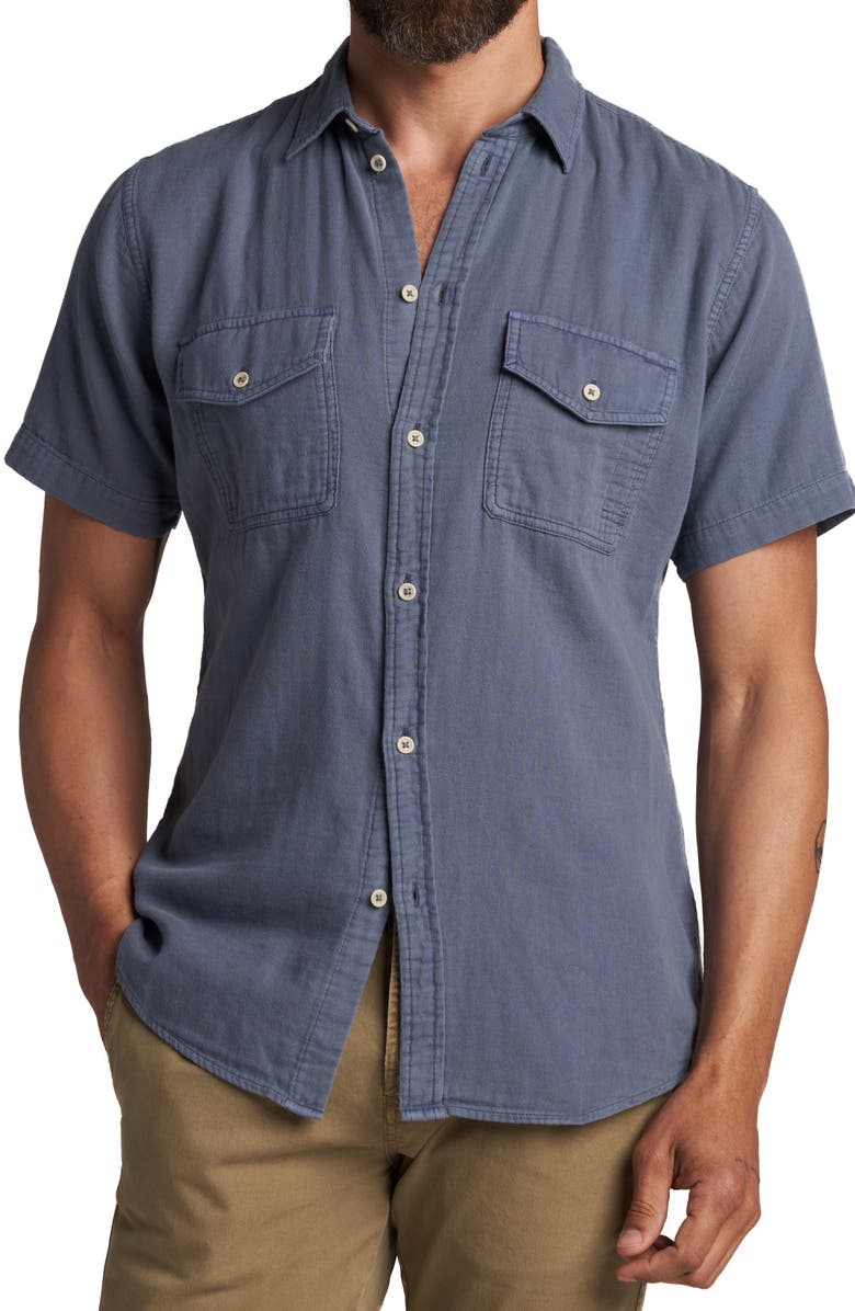 Rowan Leeds Cotton Gauze Short Sleeve Button-Up Shirt, Main, color, Pacific