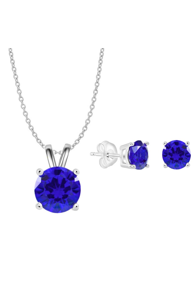 Sterling Silver Necklace And Earrings Set, Main, color, Blue